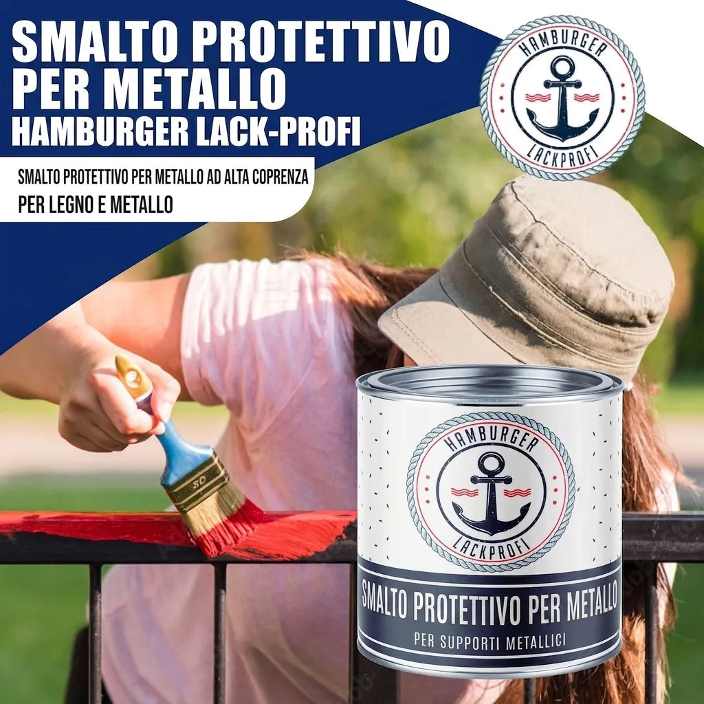 Hamburger Lack-Profi Metallschutzlack in Braungrau RAL 7013 mit Lackierset (X300) & Verdünnung (1 L) - 30% Sparangebot