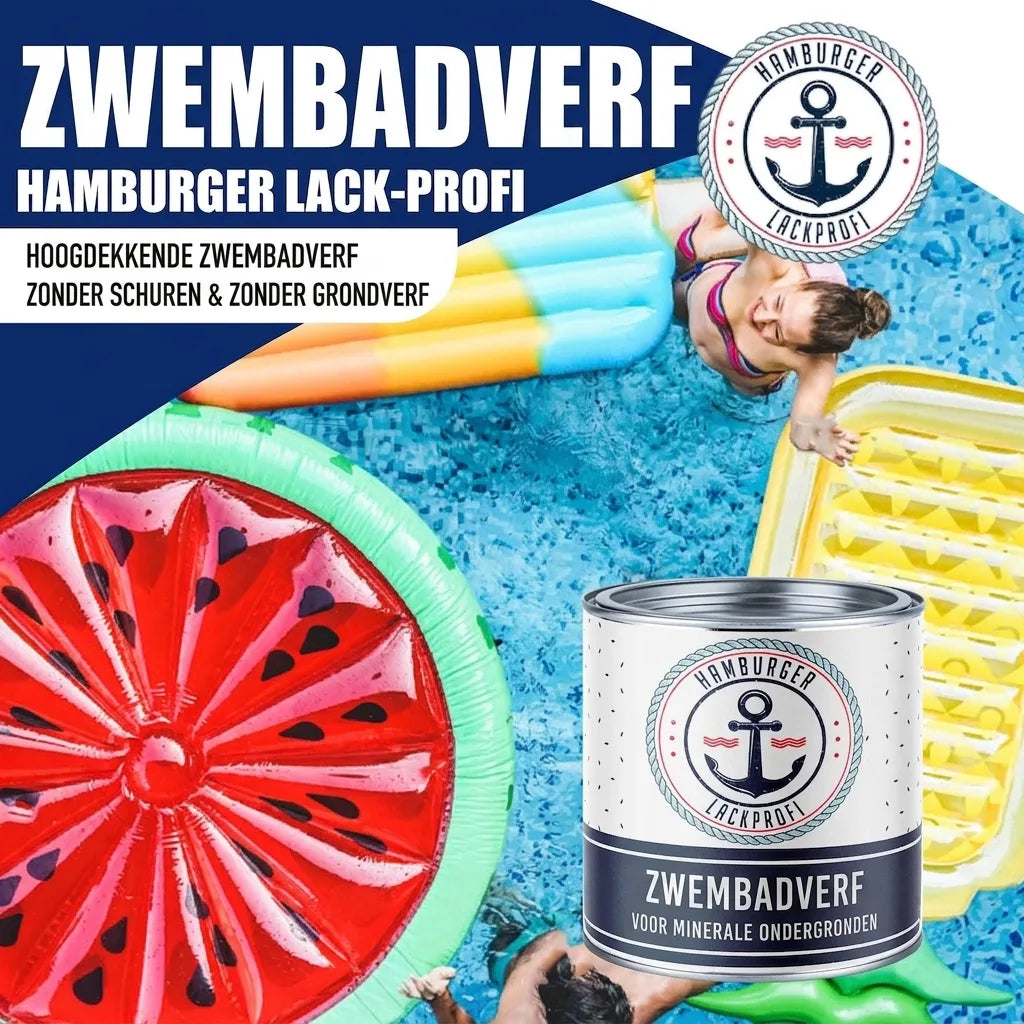 Hamburger Lack-Profi Schwimmbeckenfarbe Poolfarbe in Dahliengelb RAL 1033 mit Lackierset (X300) & Verdünnung (1 L) - 30% Sparangebot