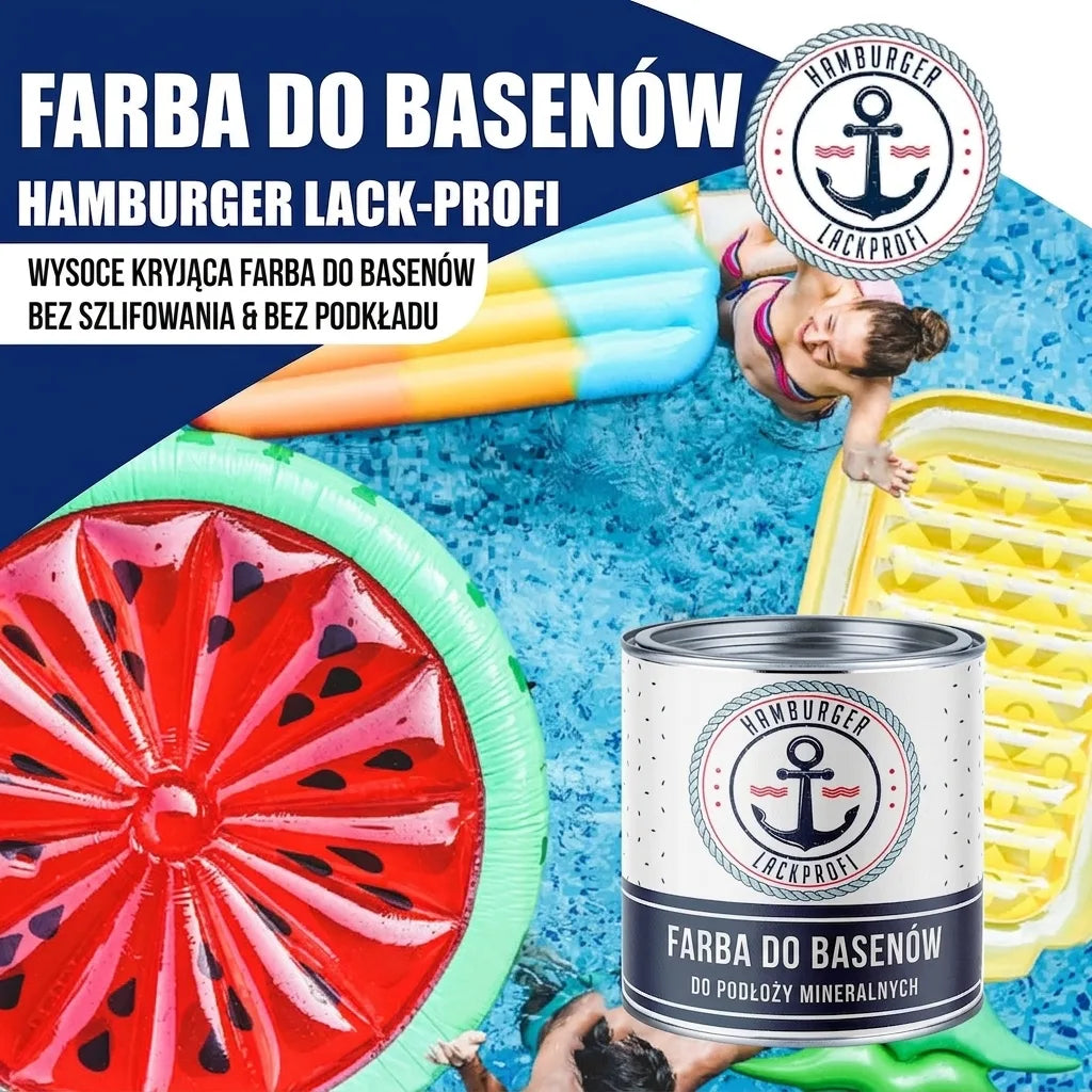 Hamburger Lack-Profi Schwimmbeckenfarbe Poolfarbe in Dahliengelb RAL 1033 mit Lackierset (X300) & Verdünnung (1 L) - 30% Sparangebot