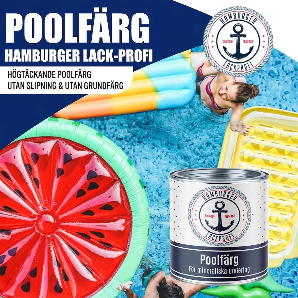 Hamburger Lack-Profi Schwimmbeckenfarbe Poolfarbe in Dahliengelb RAL 1033 mit Lackierset (X300) & Verdünnung (1 L) - 30% Sparangebot