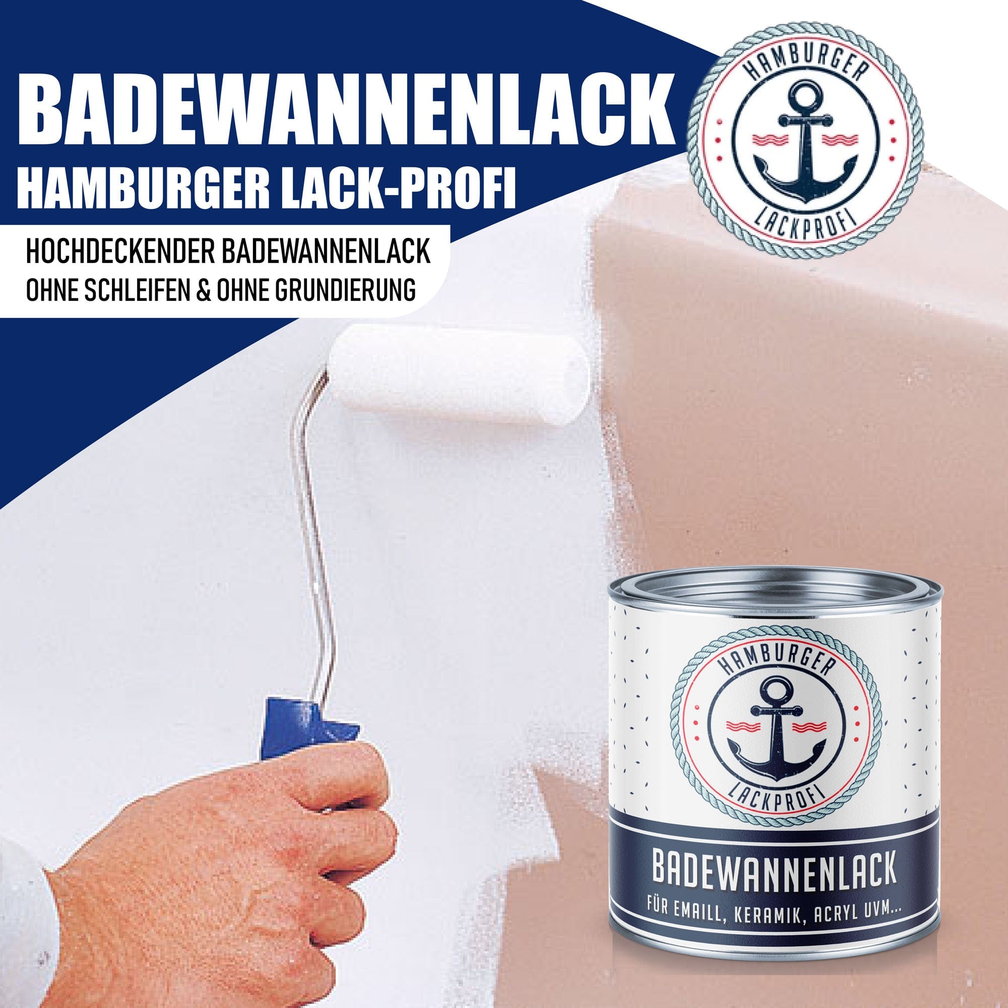 Hamburger Lack-Profi Badewannenlack Hamburger Lack-Profi 2K Badewannenlack Elfenbein RAL 1014 - Glänzend / Seidenmatt / Matt