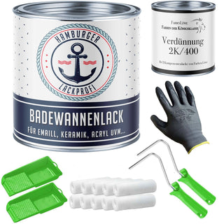 2K Badewannenlack Signalgelb RAL 1003 mit Lackierset (X300) - Glänzend / Seidenmatt / Matt - Hamburger Lack-Profi