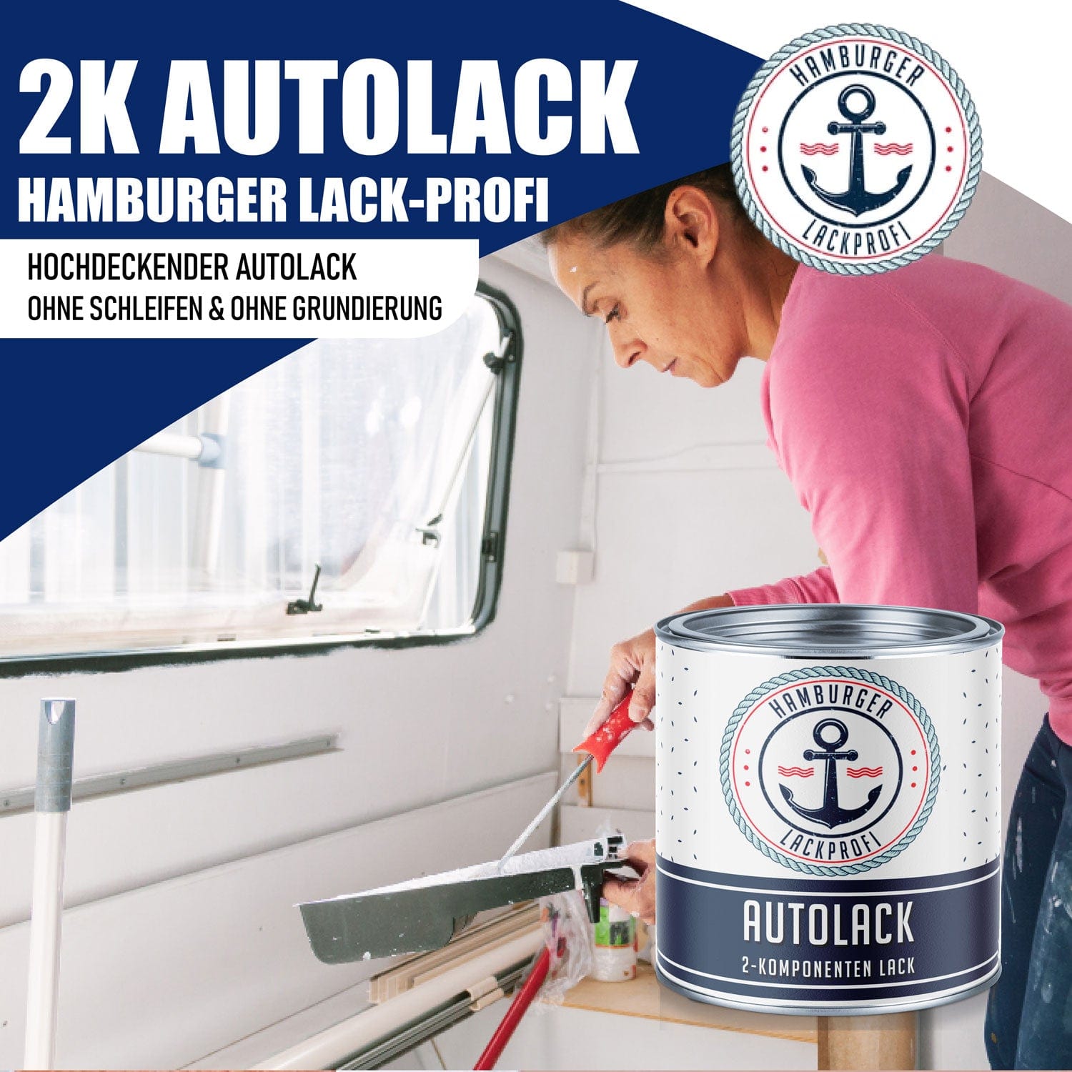 Hamburger Lack-Profi Lacke & Beschichtungen Hamburger Lack-Profi 2K Autolack Achatgrau RAL 7038 - hochdeckend & rostschützend