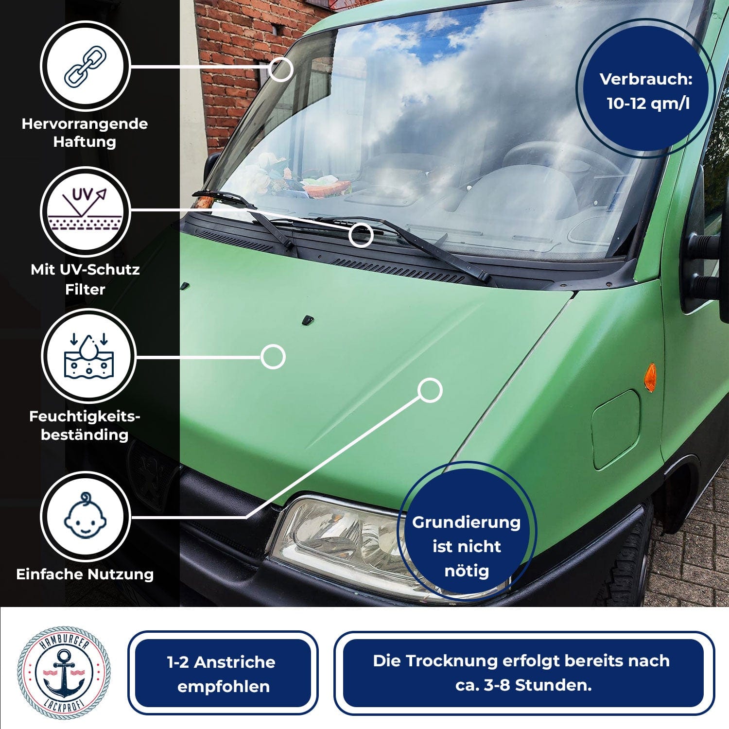 Hamburger Lack-Profi Lacke & Beschichtungen Hamburger Lack-Profi 2K Autolack in Verkehrsgelb RAL 1023 mit Lackierset (X300) & Verdünnung (1 L) - 30% Sparangebot