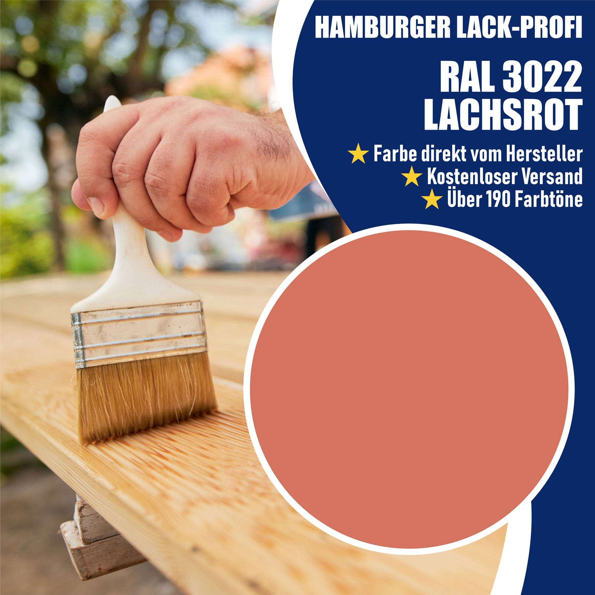 Hamburger Lack-Profi Lacke & Beschichtungen Hamburger Lack-Profi Bootslack Lachsrot RAL 3022