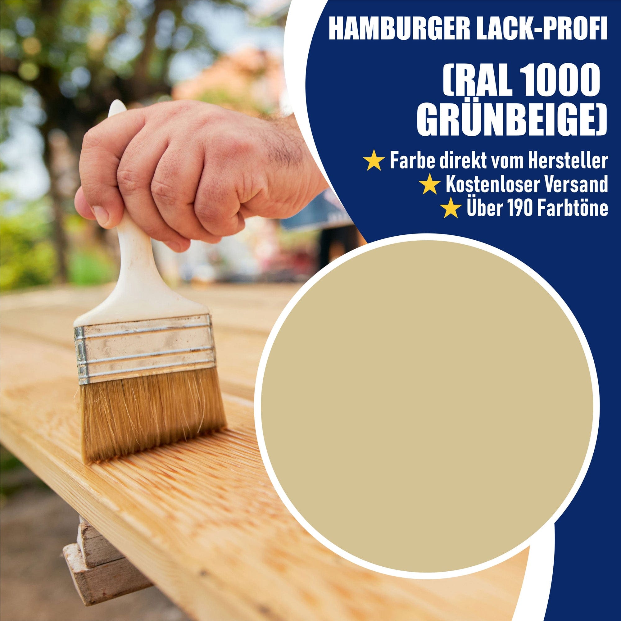 Hamburger Lack-Profi Lacke & Beschichtungen PU Holzschutzfarbe RAL 1000 Grünbeige - Wetterschutzfarbe