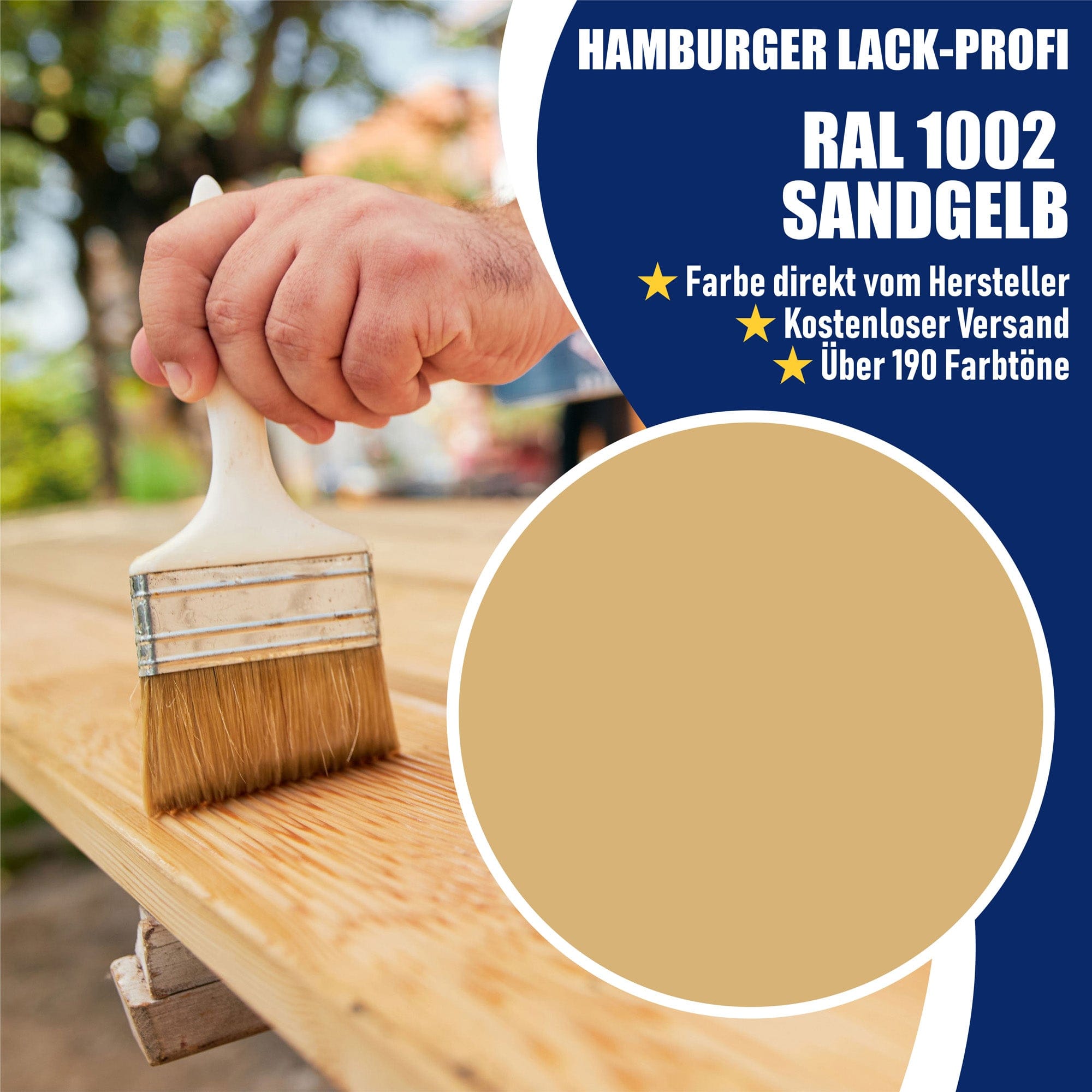 Hamburger Lack-Profi Lacke & Beschichtungen PU Holzschutzfarbe RAL 1002 Sandgelb - Wetterschutzfarbe