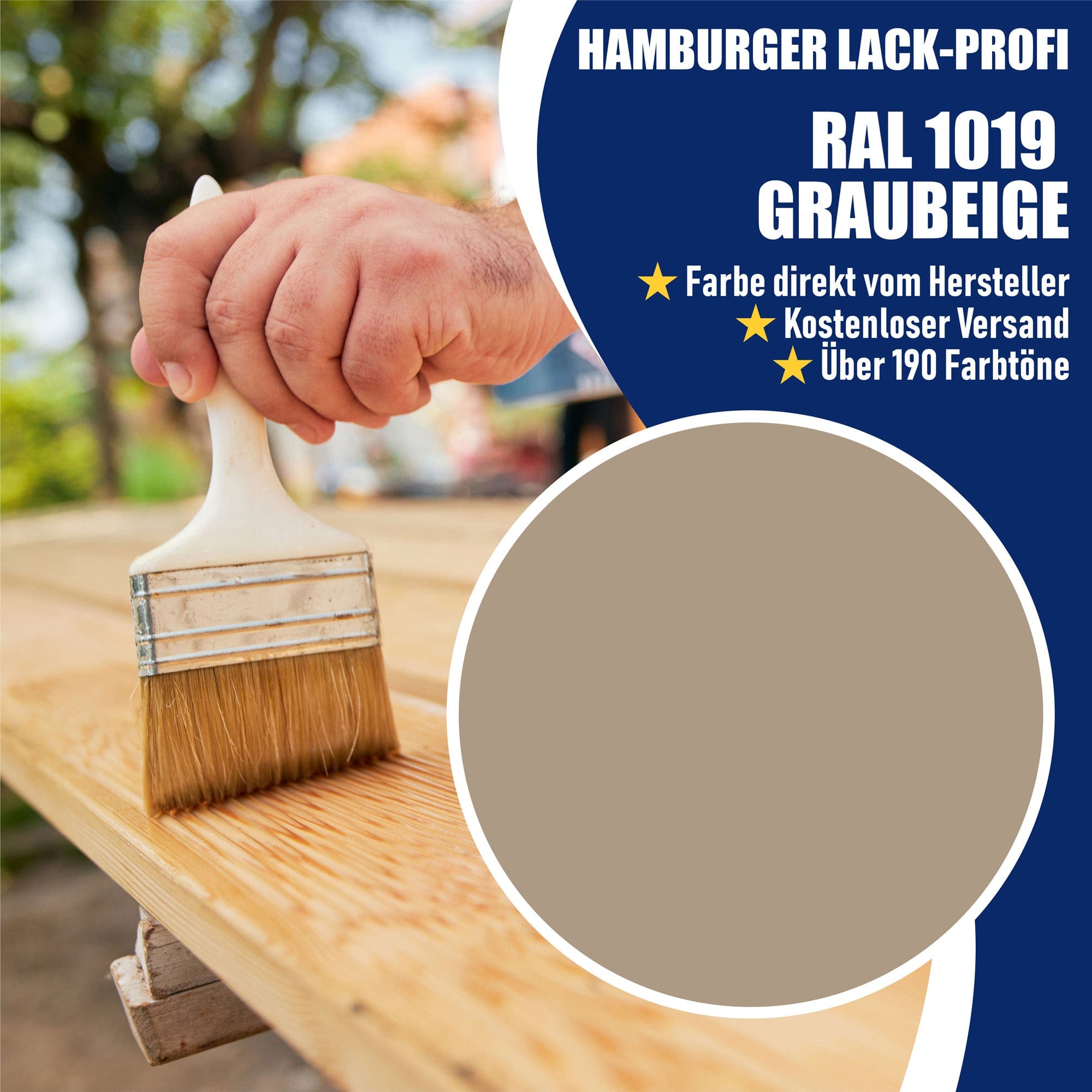 Hamburger Lack-Profi Lacke & Beschichtungen PU Holzschutzfarbe RAL 1019 Graubeige - Wetterschutzfarbe