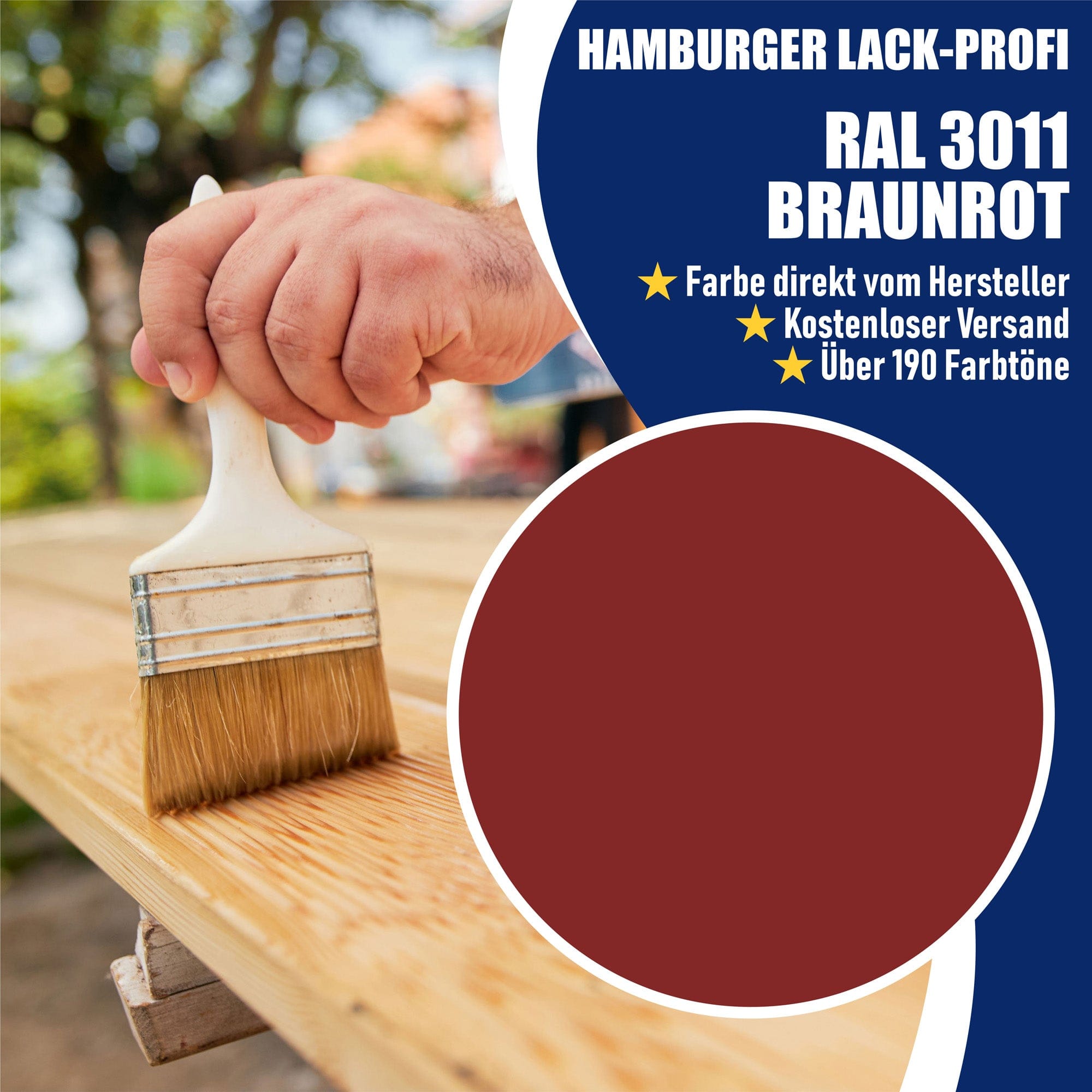 Hamburger Lack-Profi Lacke & Beschichtungen PU Holzschutzfarbe RAL 3011 Braunrot - Wetterschutzfarbe