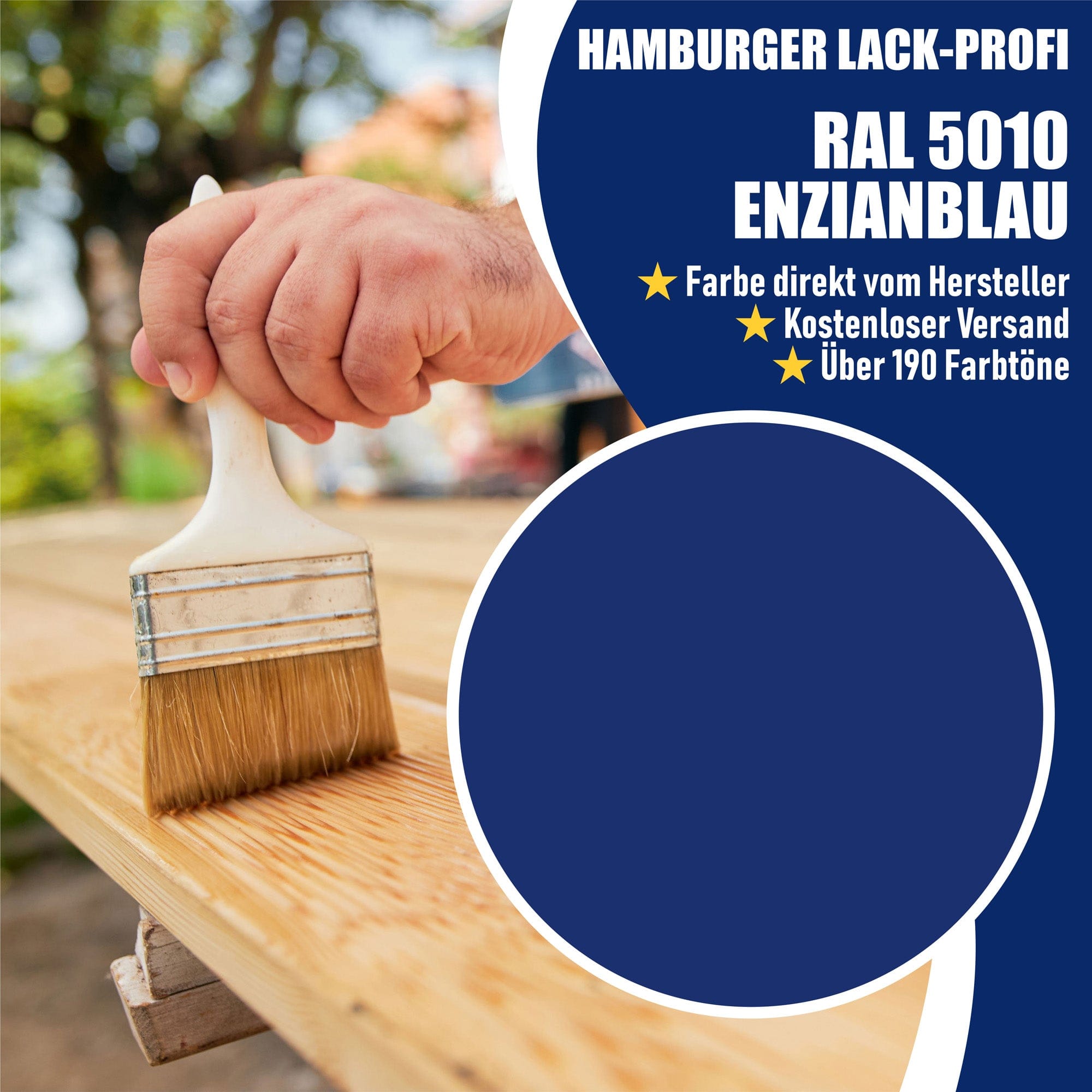 Hamburger Lack-Profi Lacke & Beschichtungen PU Holzschutzfarbe RAL 5010 Enzianblau - Wetterschutzfarbe
