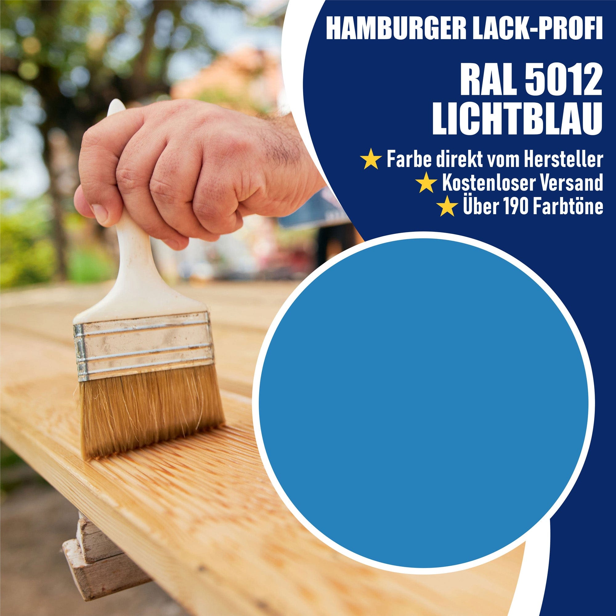 Hamburger Lack-Profi Lacke & Beschichtungen PU Holzschutzfarbe RAL 5012 Lichtblau - Wetterschutzfarbe