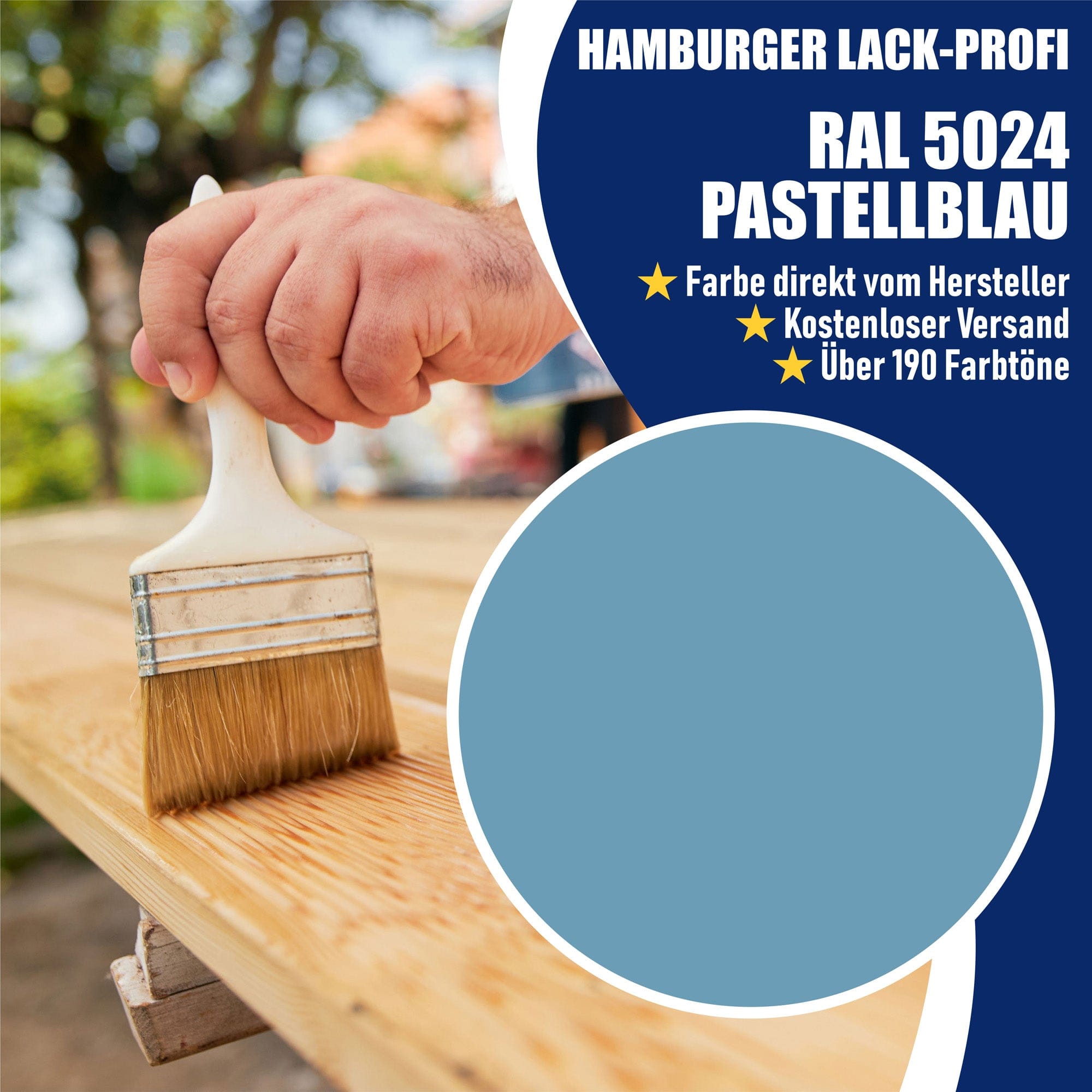 Hamburger Lack-Profi Lacke & Beschichtungen PU Holzschutzfarbe RAL 5024 Pastellblau - Wetterschutzfarbe