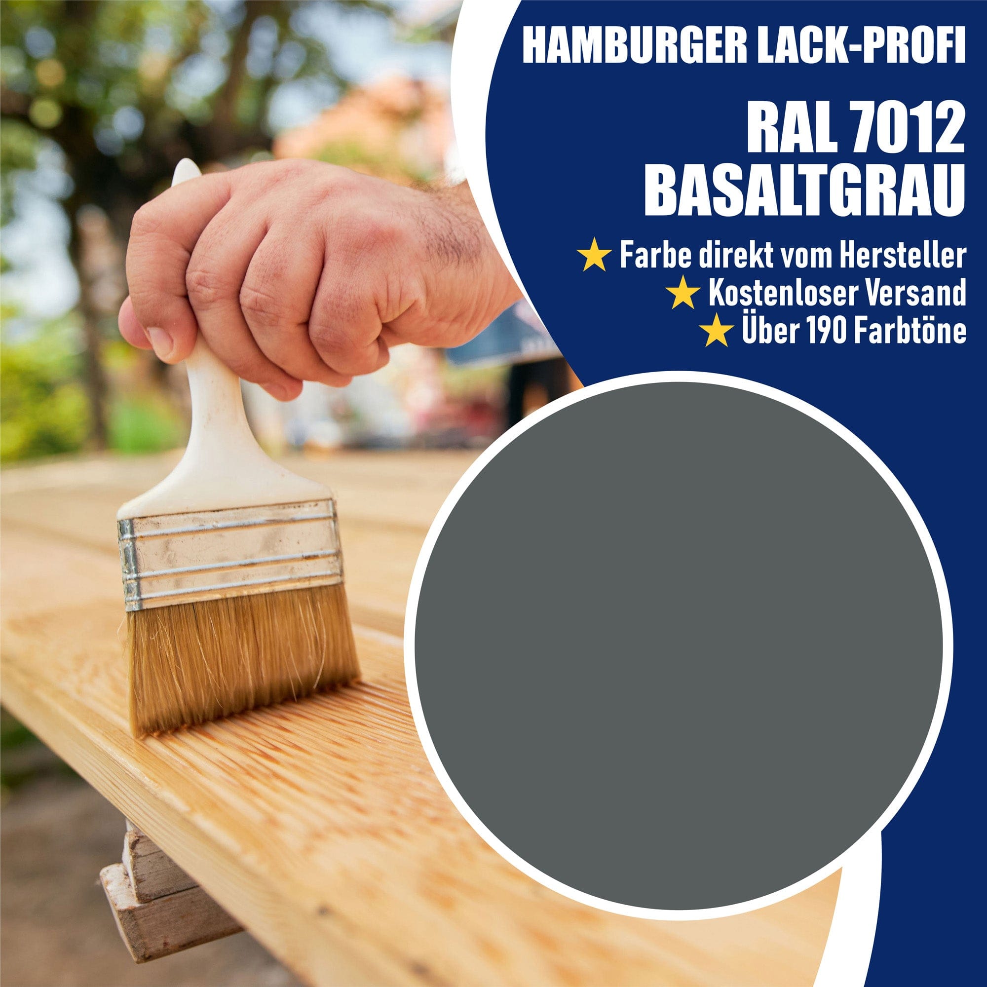 Hamburger Lack-Profi Lacke & Beschichtungen PU Holzschutzfarbe RAL 7012 Basaltgrau - Wetterschutzfarbe