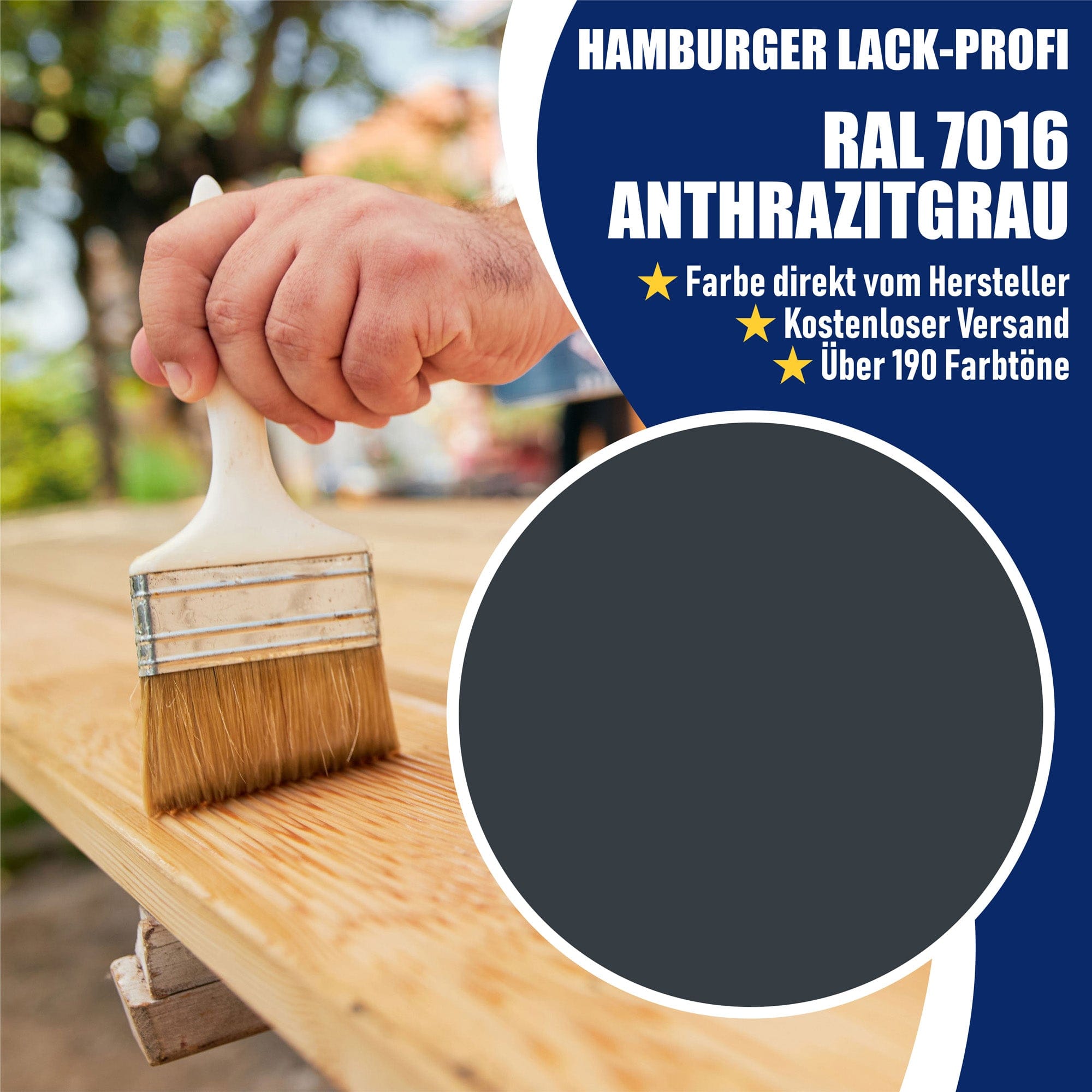 Hamburger Lack-Profi Lacke & Beschichtungen PU Holzschutzfarbe RAL 7016 Anthrazitgrau - Wetterschutzfarbe