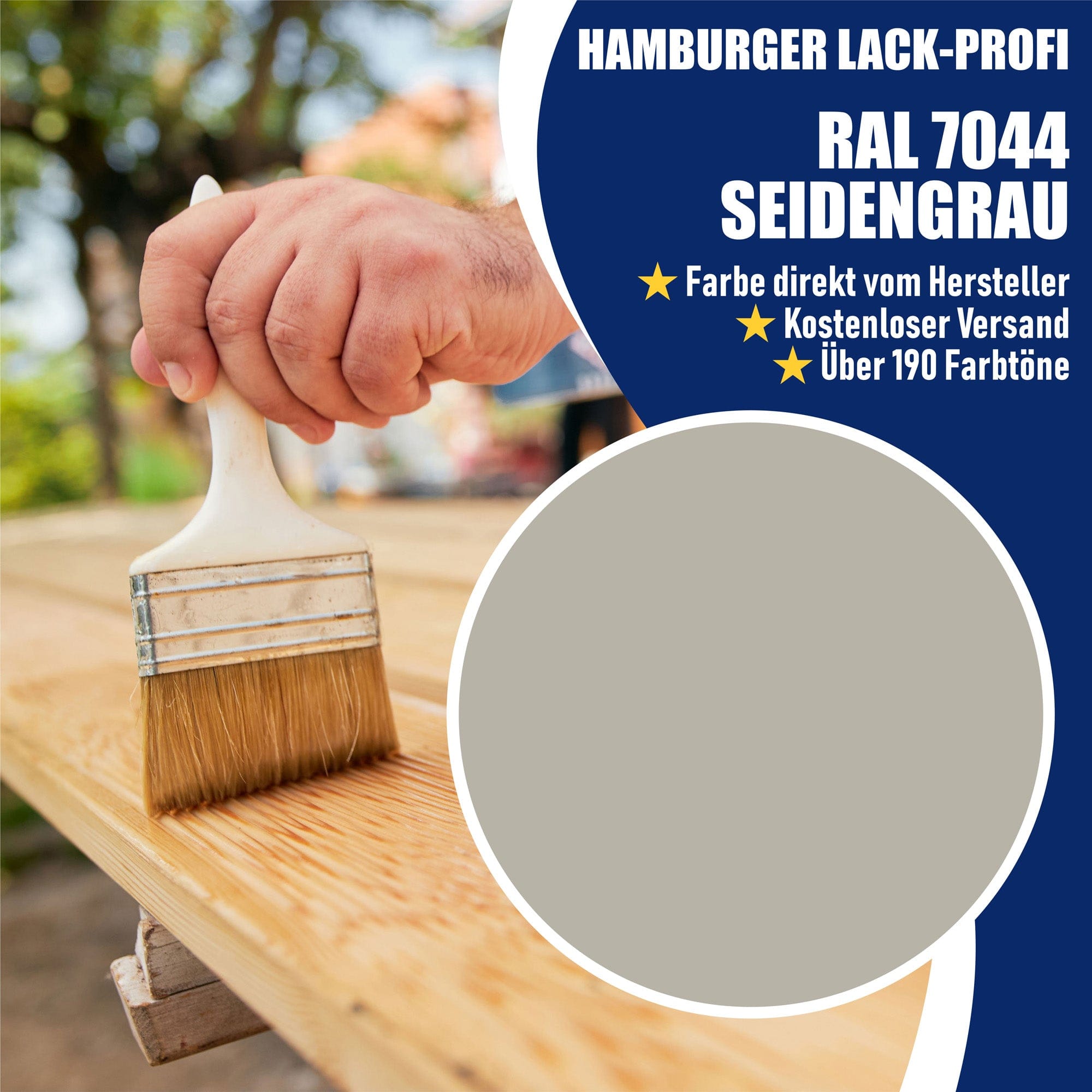 Hamburger Lack-Profi Lacke & Beschichtungen PU Holzschutzfarbe RAL 7044 Seidengrau - Wetterschutzfarbe