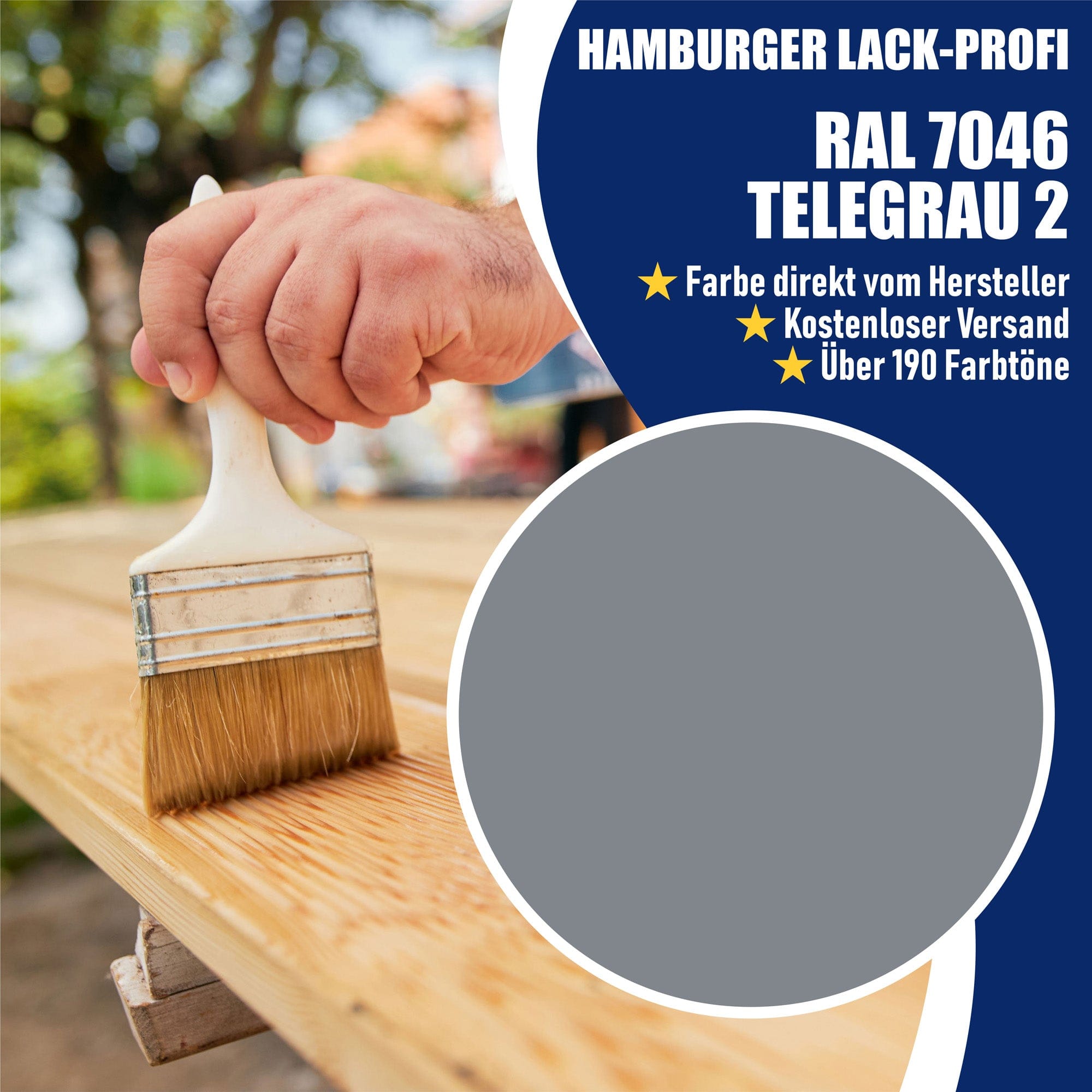 Hamburger Lack-Profi Lacke & Beschichtungen PU Holzschutzfarbe RAL 7046 Telegrau 2 - Wetterschutzfarbe