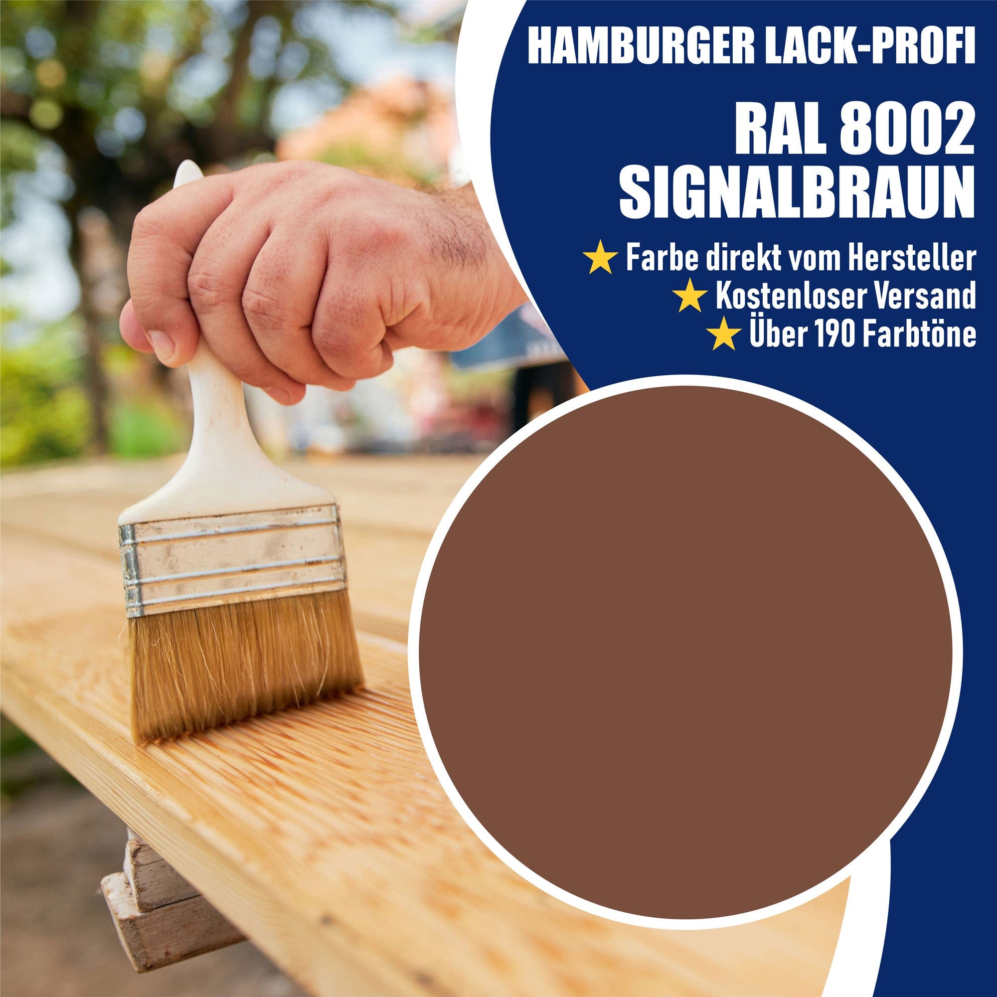 Hamburger Lack-Profi Lacke & Beschichtungen PU Holzschutzfarbe RAL 8002 Signalbraun - Wetterschutzfarbe
