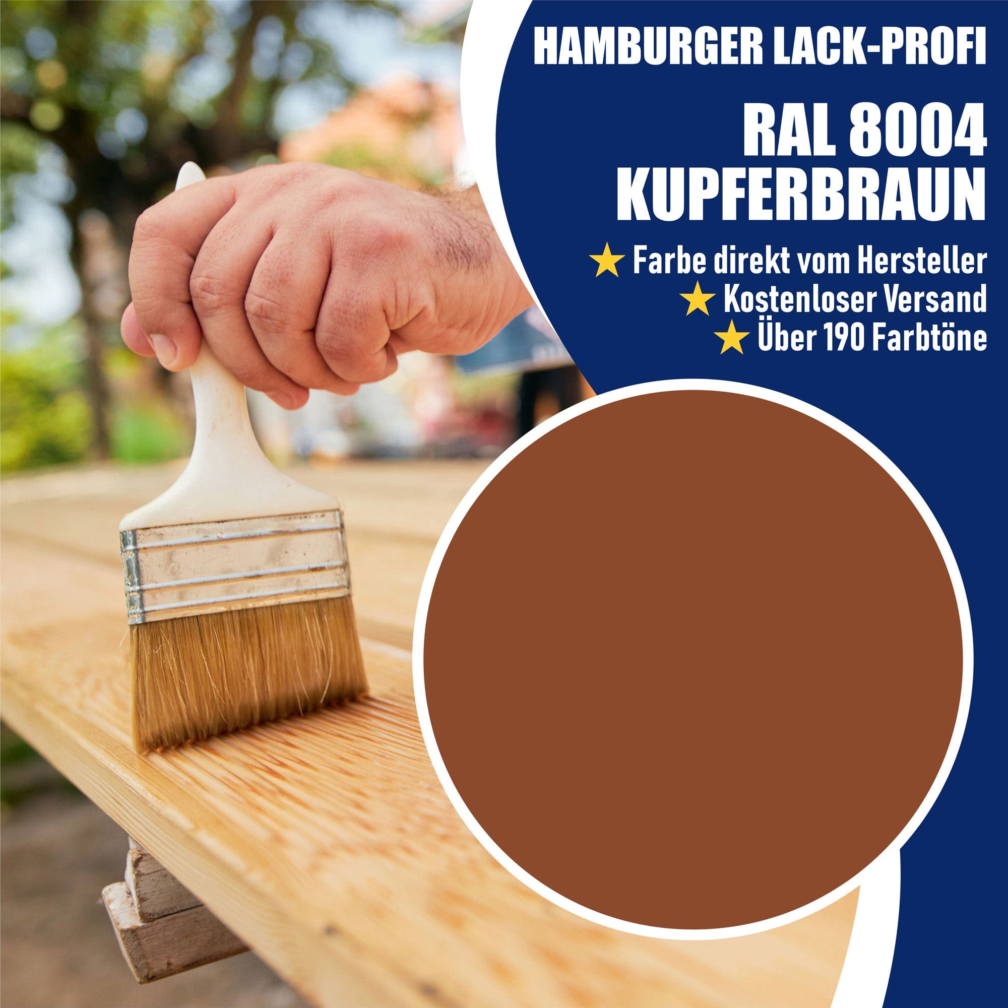Hamburger Lack-Profi Lacke & Beschichtungen PU Holzschutzfarbe RAL 8004 Kupferbraun - Wetterschutzfarbe