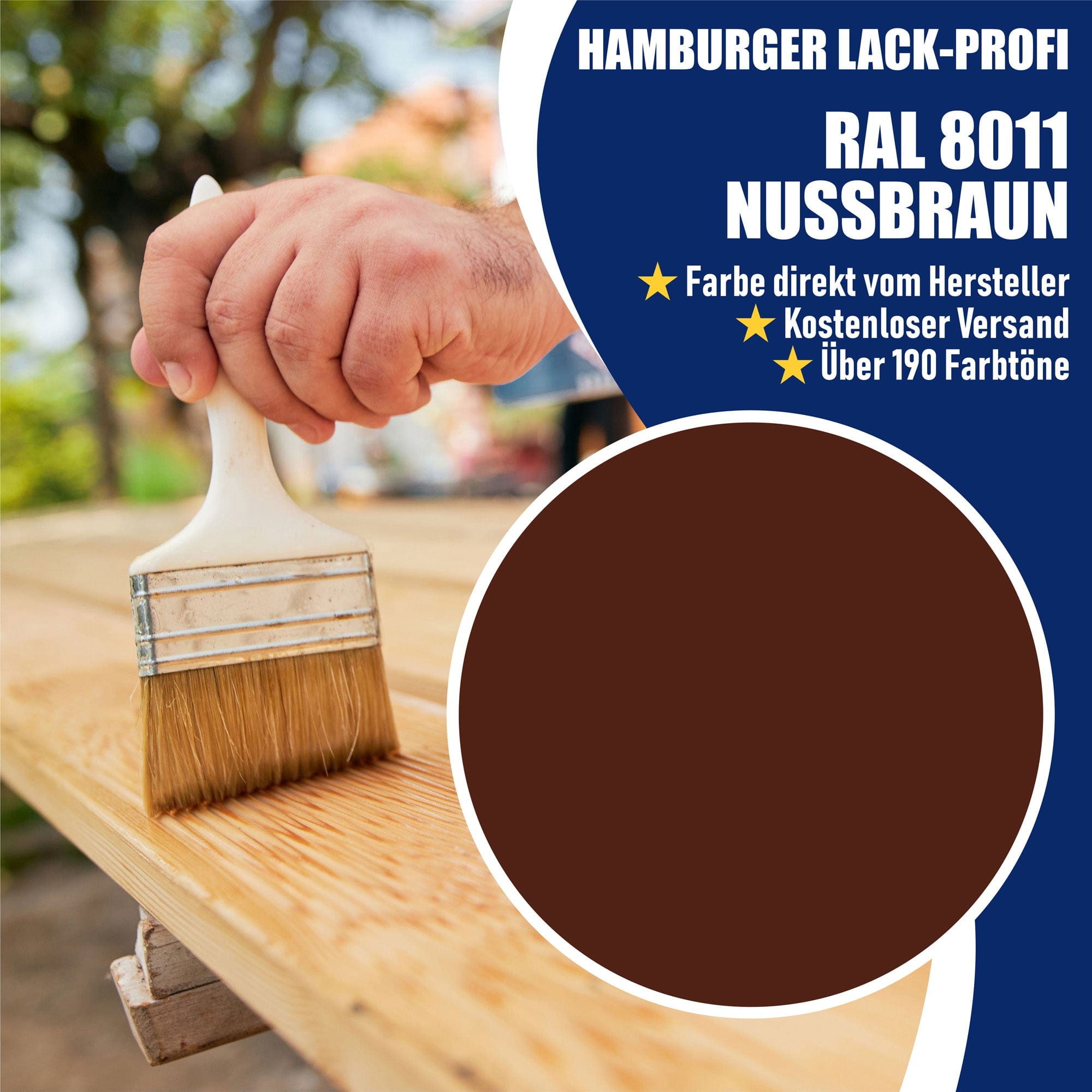Hamburger Lack-Profi Lacke & Beschichtungen PU Holzschutzfarbe RAL 8011 Nussbraun - Wetterschutzfarbe