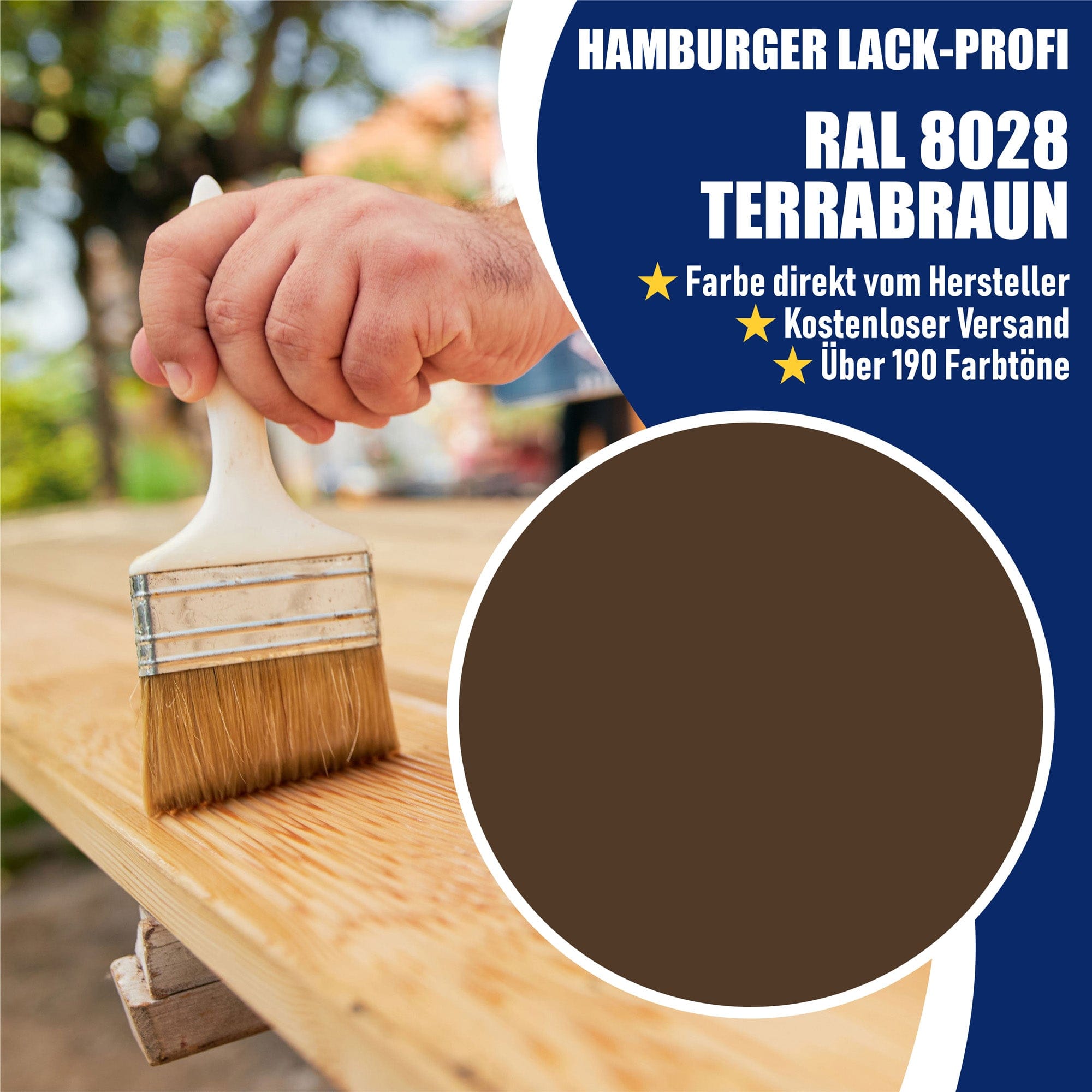 Hamburger Lack-Profi Lacke & Beschichtungen PU Holzschutzfarbe RAL 8028 Terrabraun - Wetterschutzfarbe