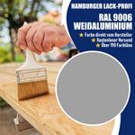 Hamburger Lack-Profi Lacke & Beschichtungen PU Holzschutzfarbe RAL 9006 Weißaluminium - Wetterschutzfarbe