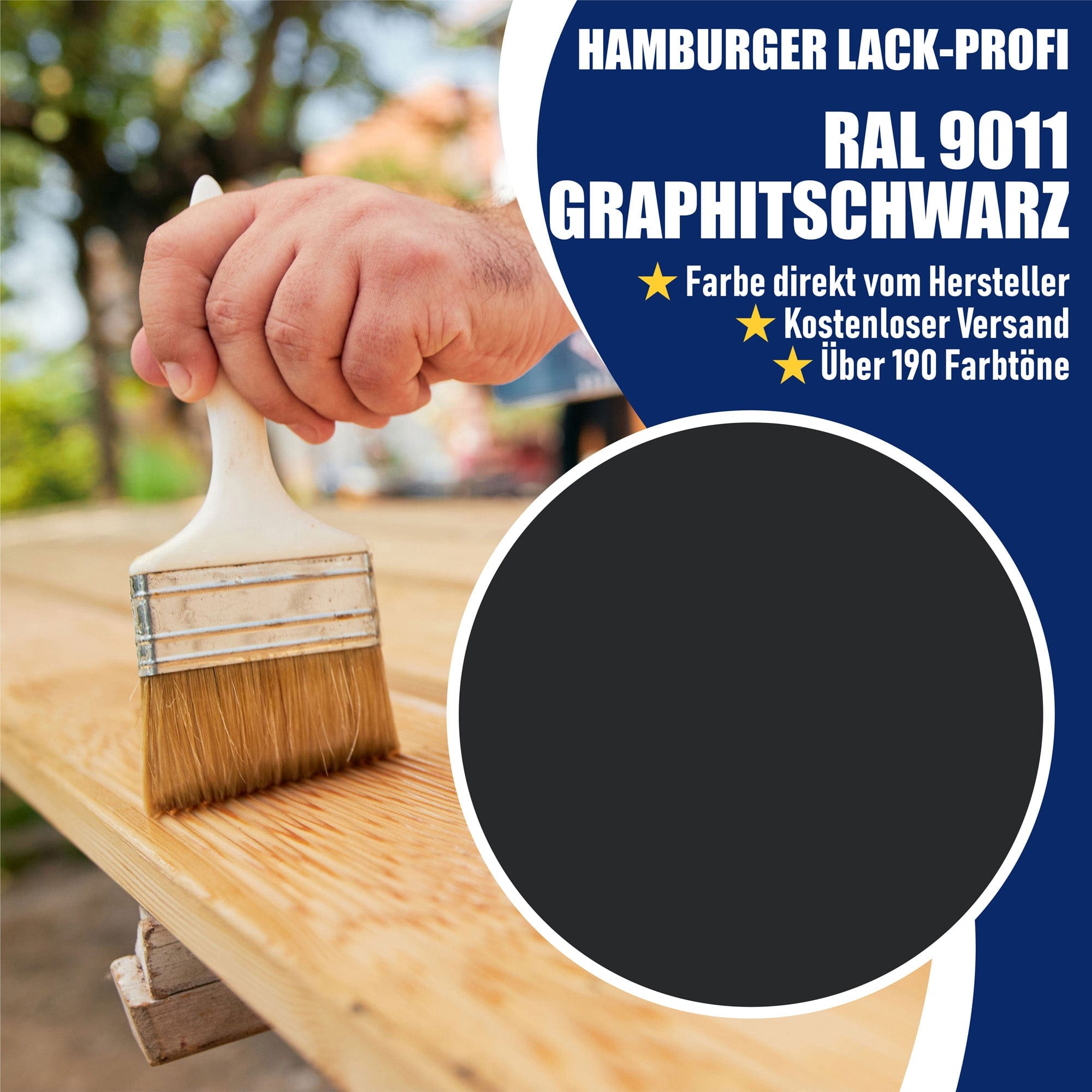 Hamburger Lack-Profi Lacke & Beschichtungen PU Holzschutzfarbe RAL 9011 Graphitschwarz - Wetterschutzfarbe