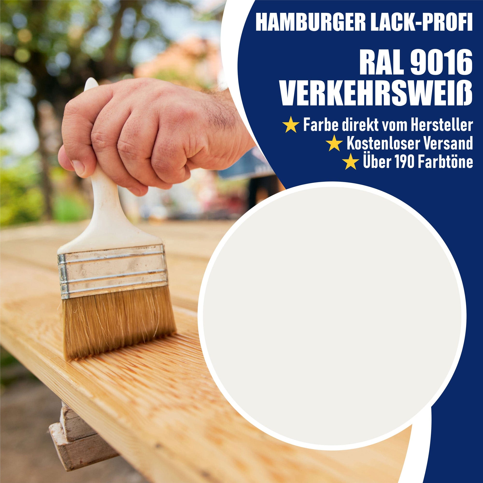 Hamburger Lack-Profi Lacke & Beschichtungen PU Holzschutzfarbe RAL 9016 Verkehrsweiß - Wetterschutzfarbe