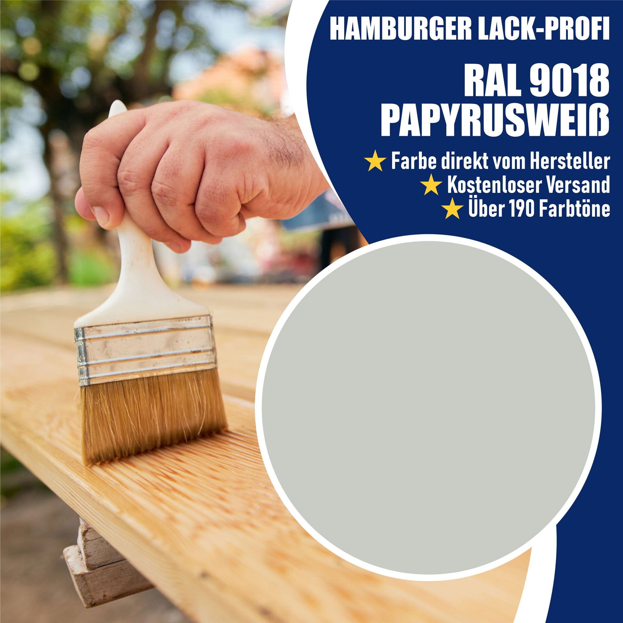 Hamburger Lack-Profi Lacke & Beschichtungen PU Holzschutzfarbe RAL 9018 Papyrusweiß - Wetterschutzfarbe