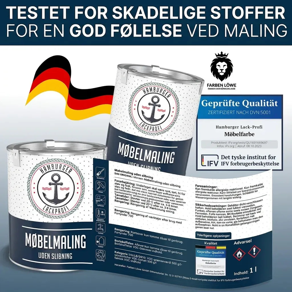 Hamburger Lack-Profi Möbelfarbe ohne Schleifen RAL 9010 Reinweiß - Möbellack Hamburger Lack-Profi