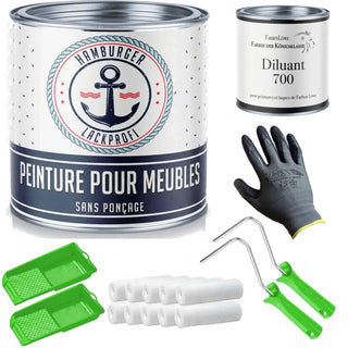 Peinture pour meubles sans ponçage RAL 3000 Rouge feu - Laque pour meubles avec kit de peinture (X300) - Hamburger Lack-Profi