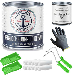 Farba ochronna do drewna PU RAL 2002 Pomarańczowy krwisty - Odporna na warunki atmosferyczne, z zestawem malarskim (X300) - Hamburger Lack-Profi