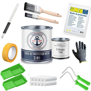 Peinture 3 en 1 Gris tente RAL 7010 avec kit de peinture (X500) - Antirouille - Hamburger Lack-Profi